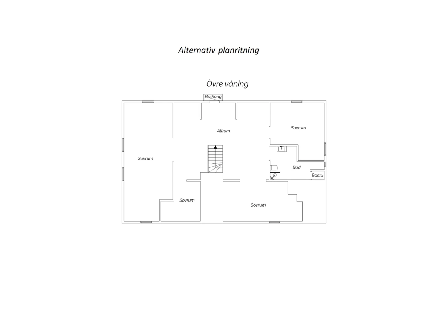 Övre plan - Alternativ planritning 1