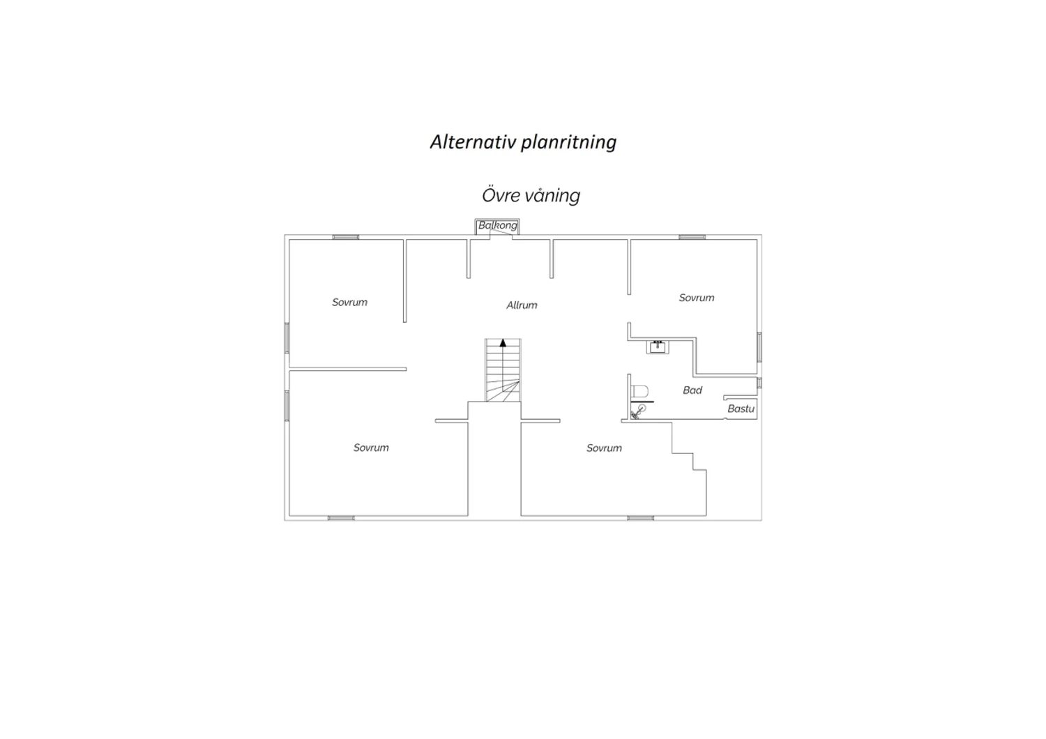 Övre plan - Alternativ planritning 2