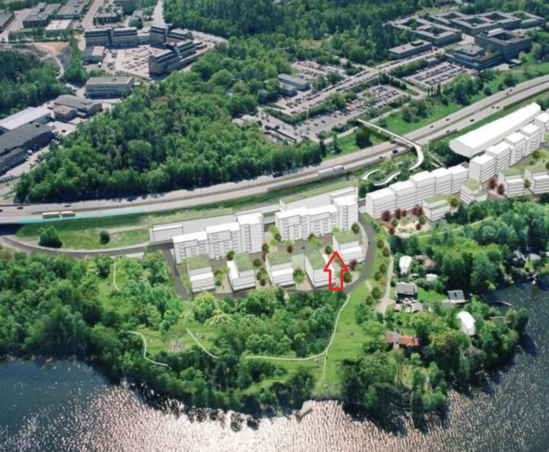 Pilen visar bostadens och balkongens läge