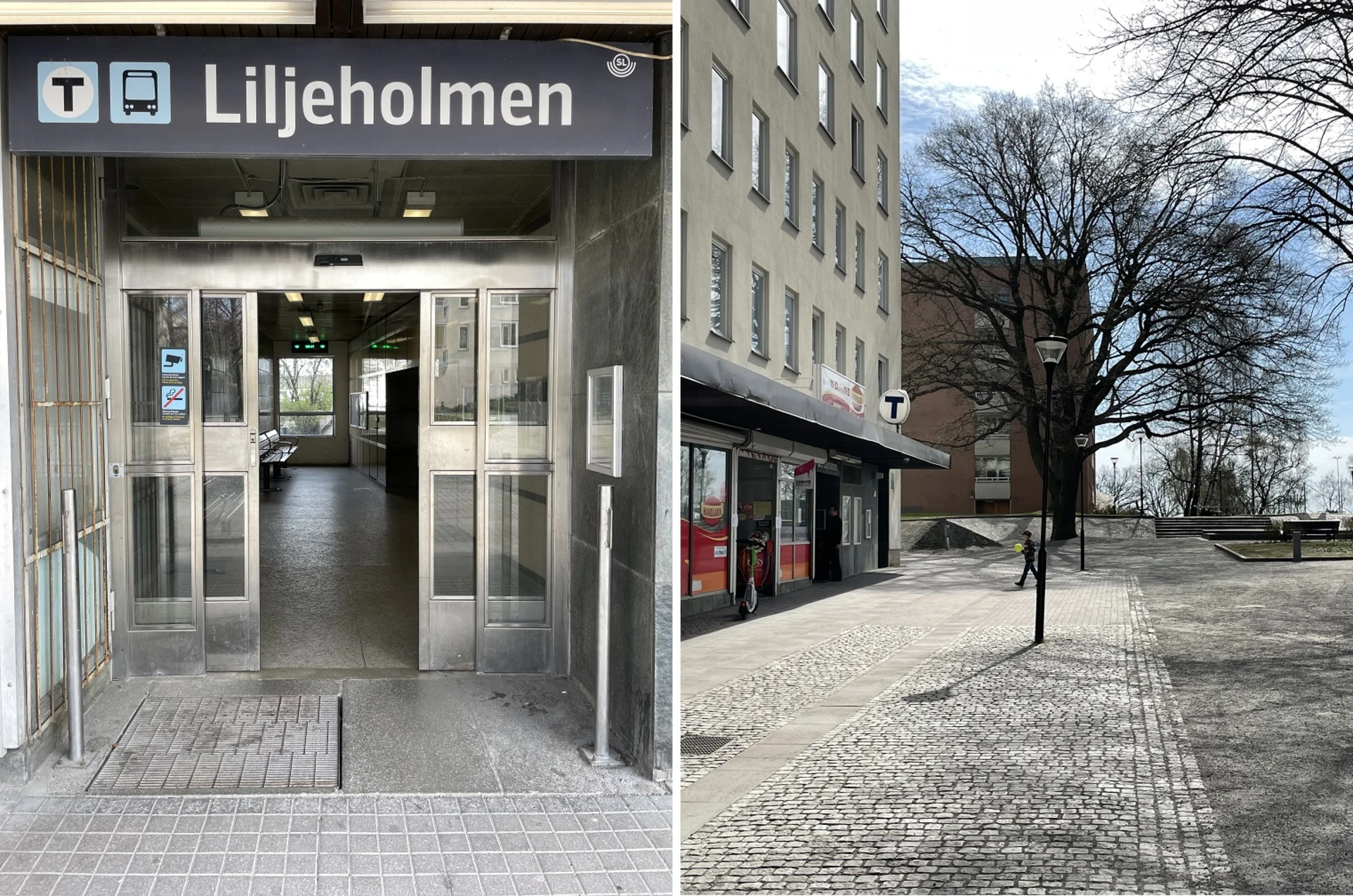 Access till tunnelbanan 50 meter från porten