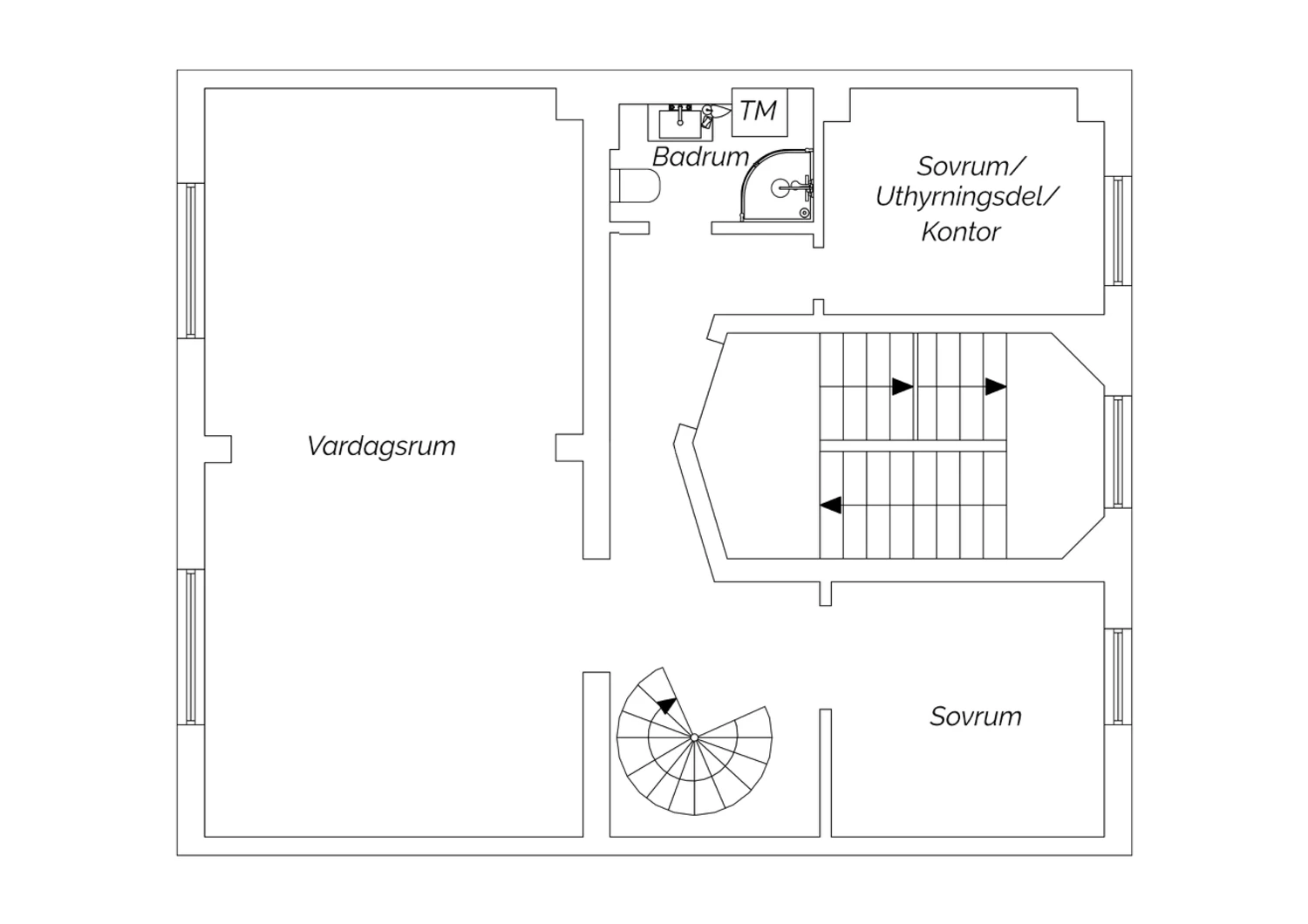 Övre plan - Alternativ planlösning