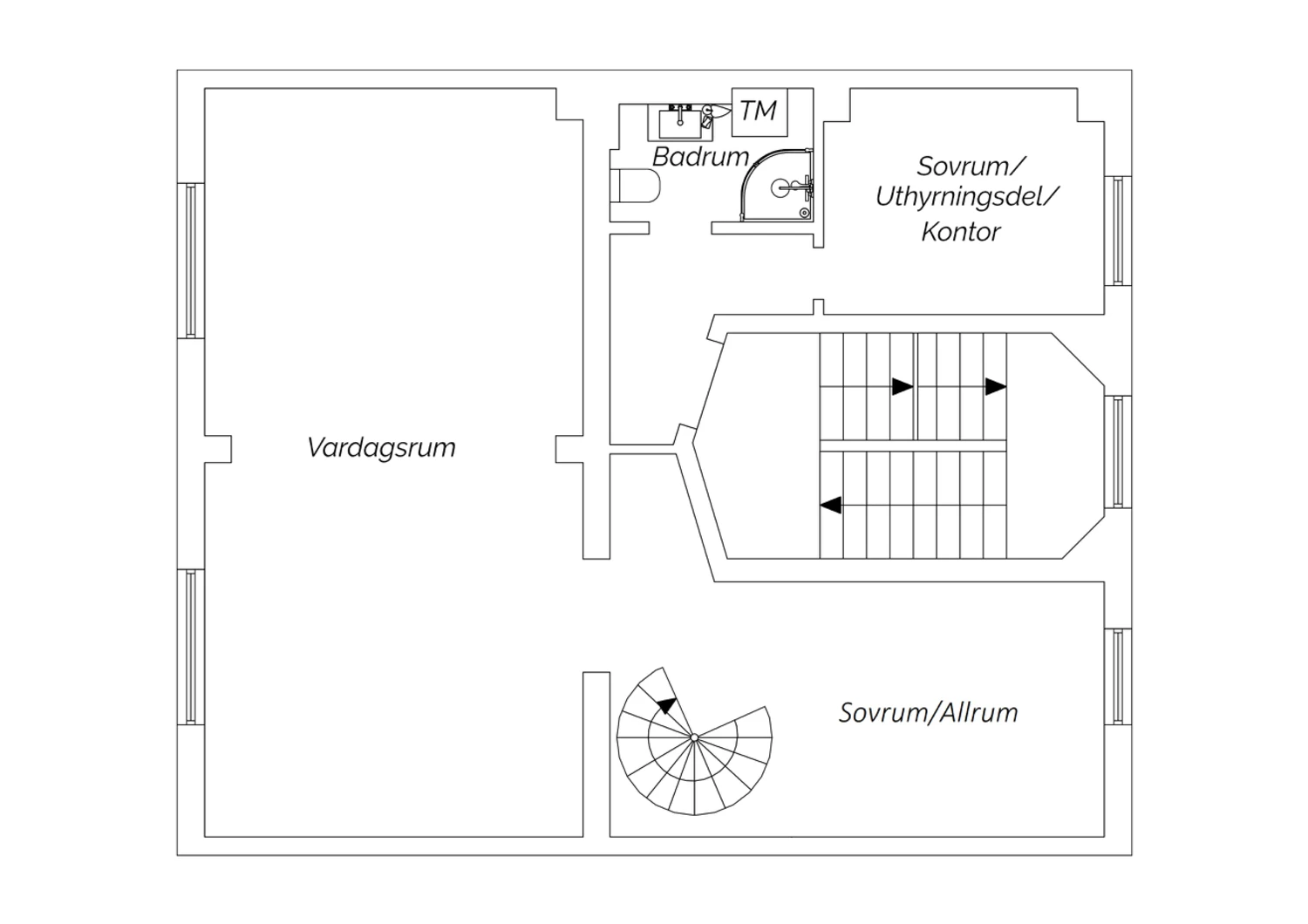 Övre plan - Nuvarande plan öster