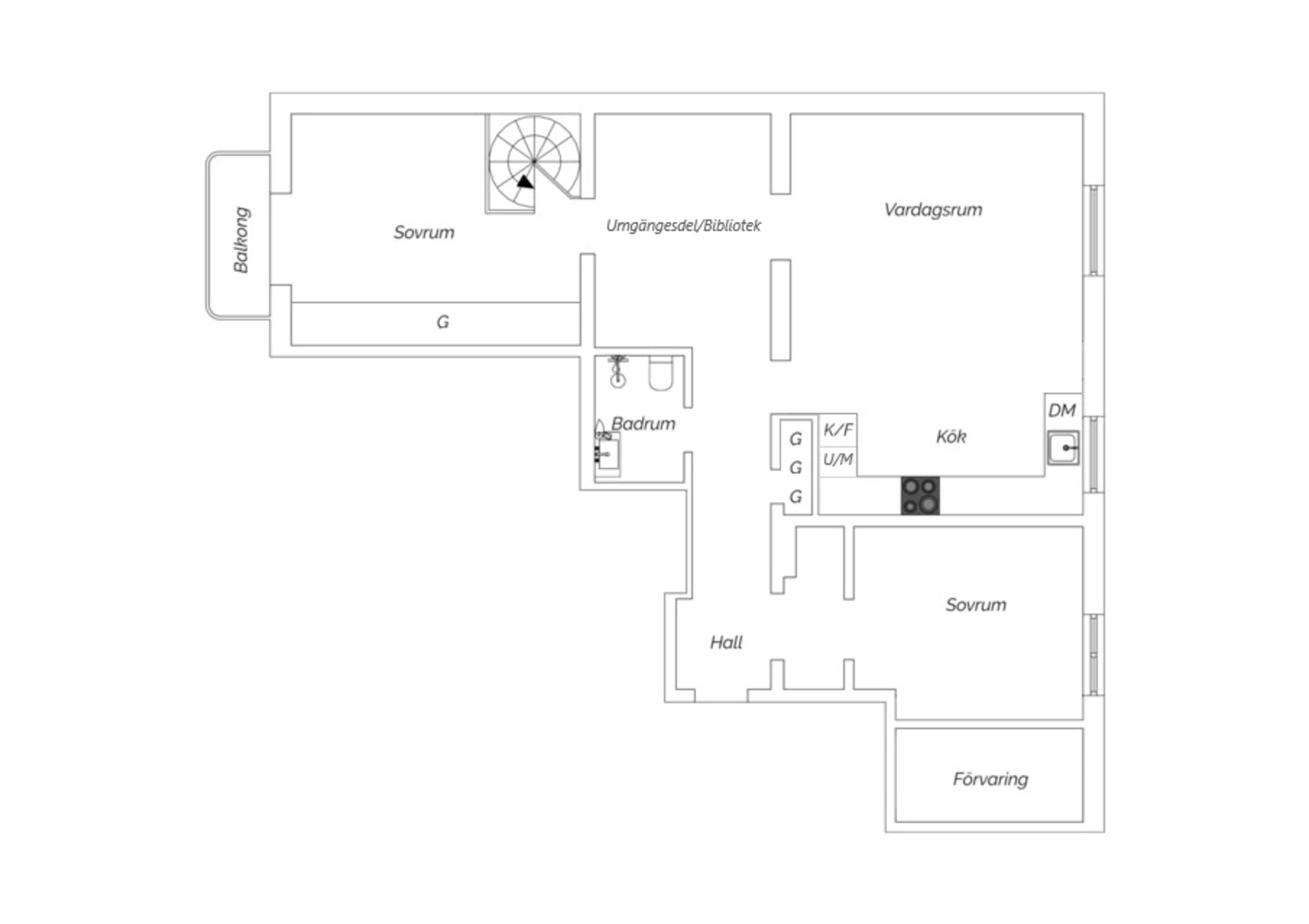 Planritning Övre plan