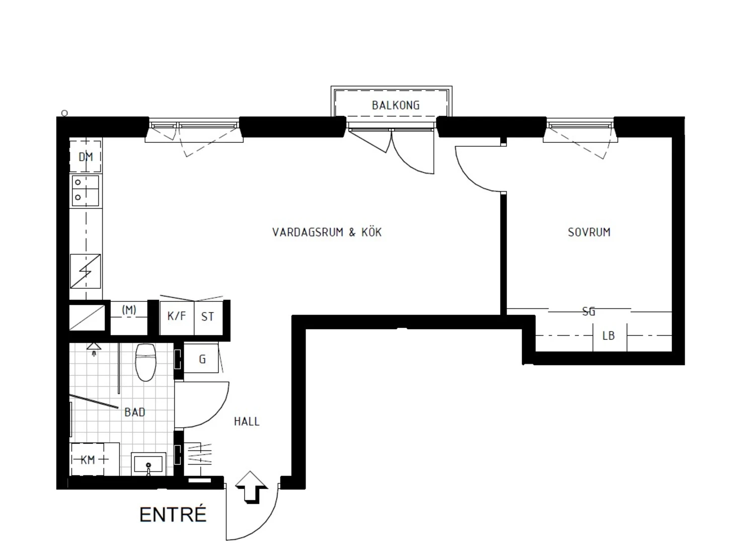 Planritning Fridensborgsvägen 109B 6 tr