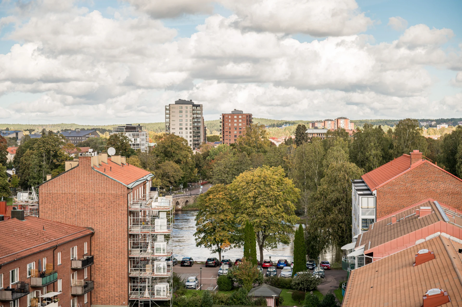 Utsikt från föreningens gemensamma balkong