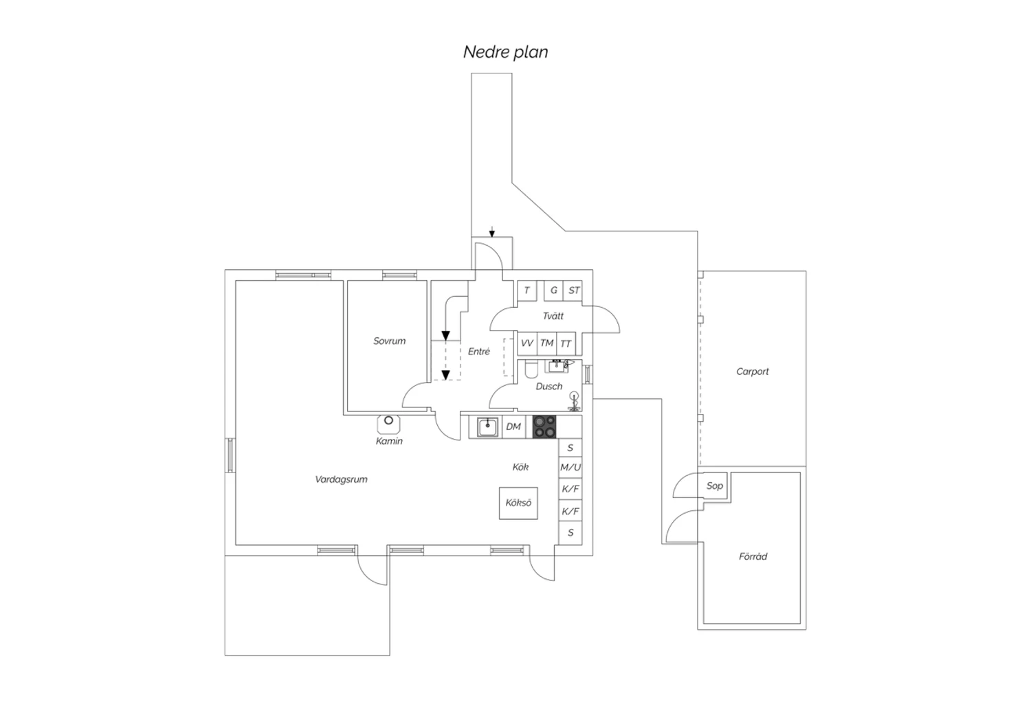 Planritning nedre plan