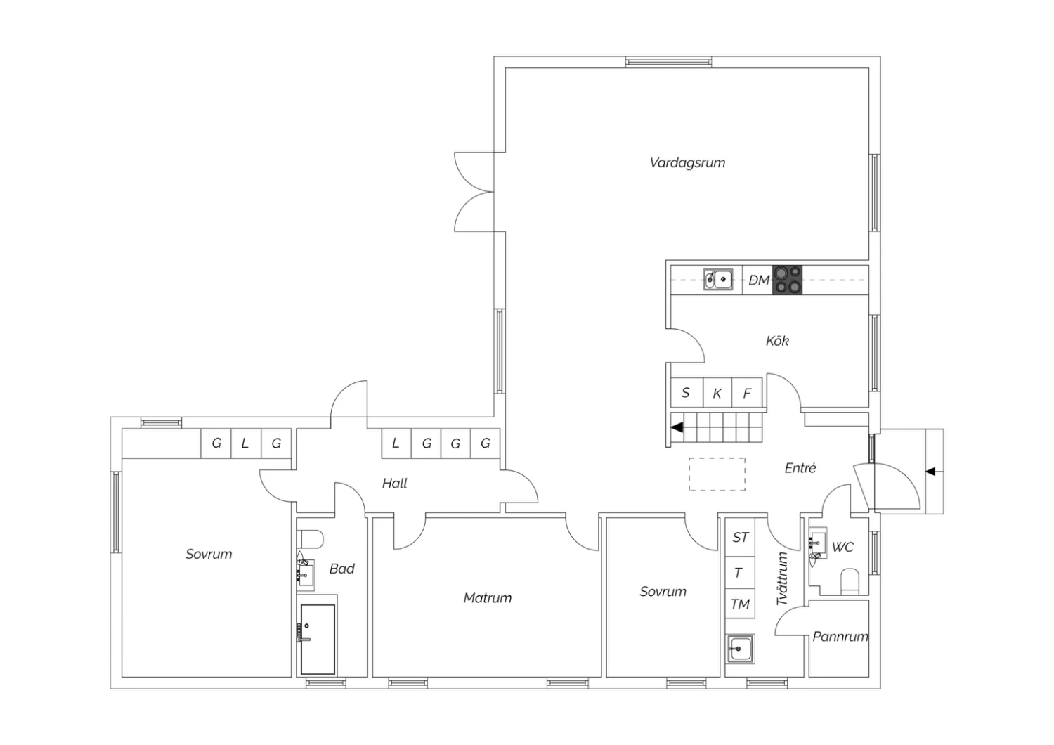 Planritning nedre plan