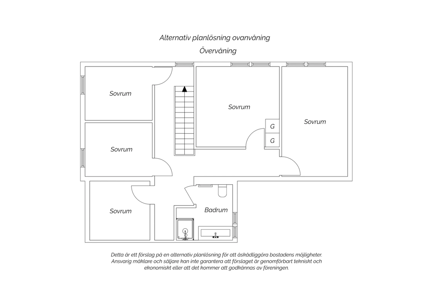 Alternativ planritning ovanvåning