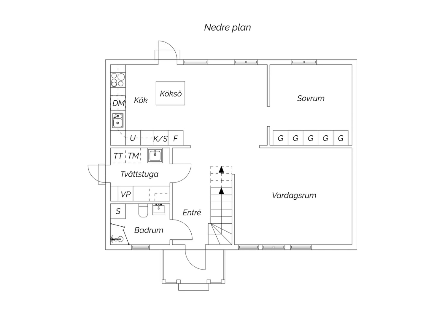 Planritning nedre plan