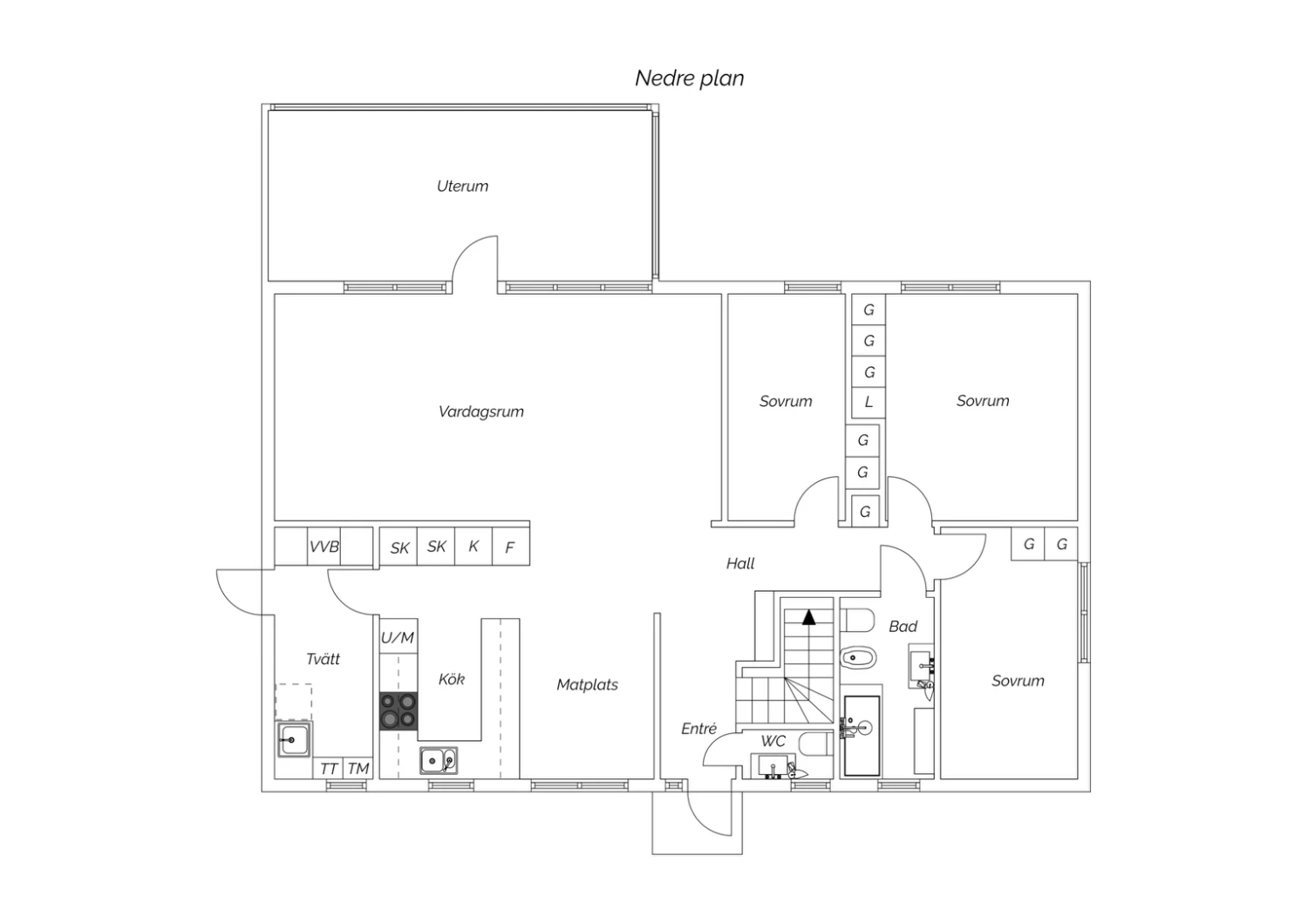 Planritning nedre plan
