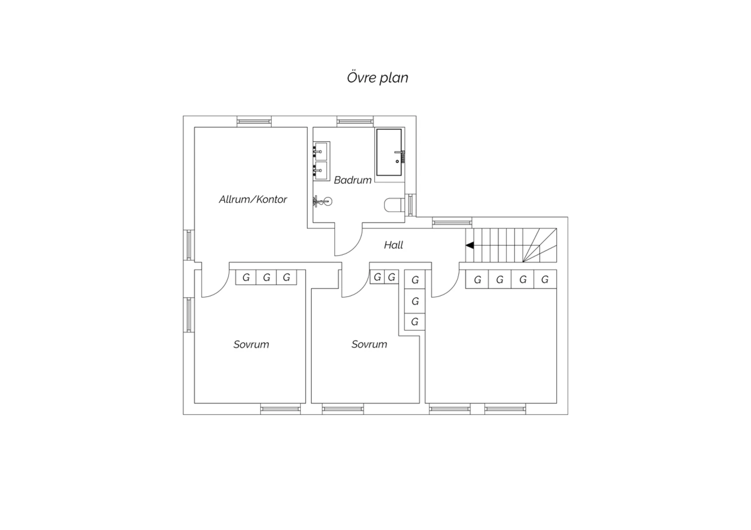 Planritning övre plan