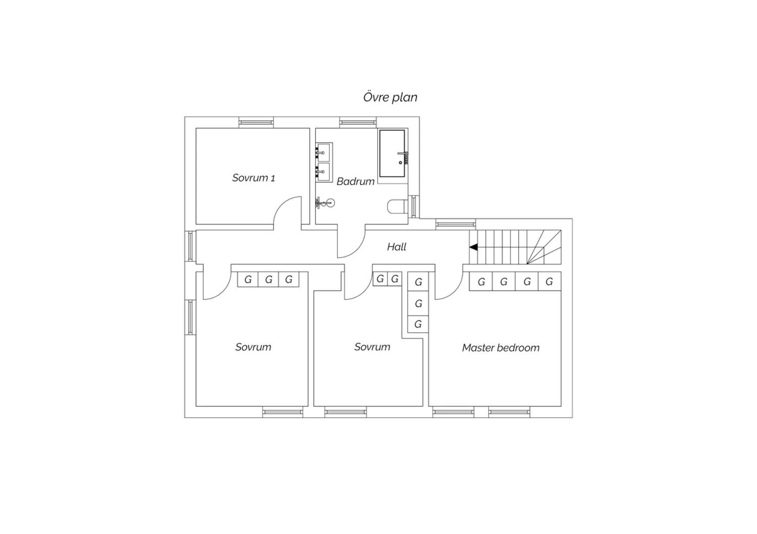 Alternativ planlösning övre plan