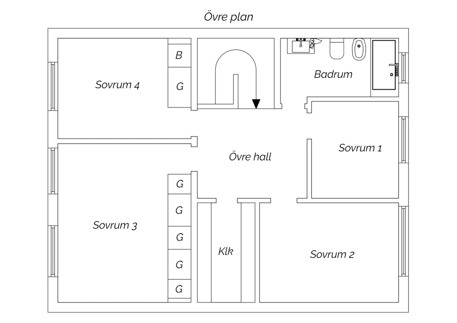 Planritning övre plan