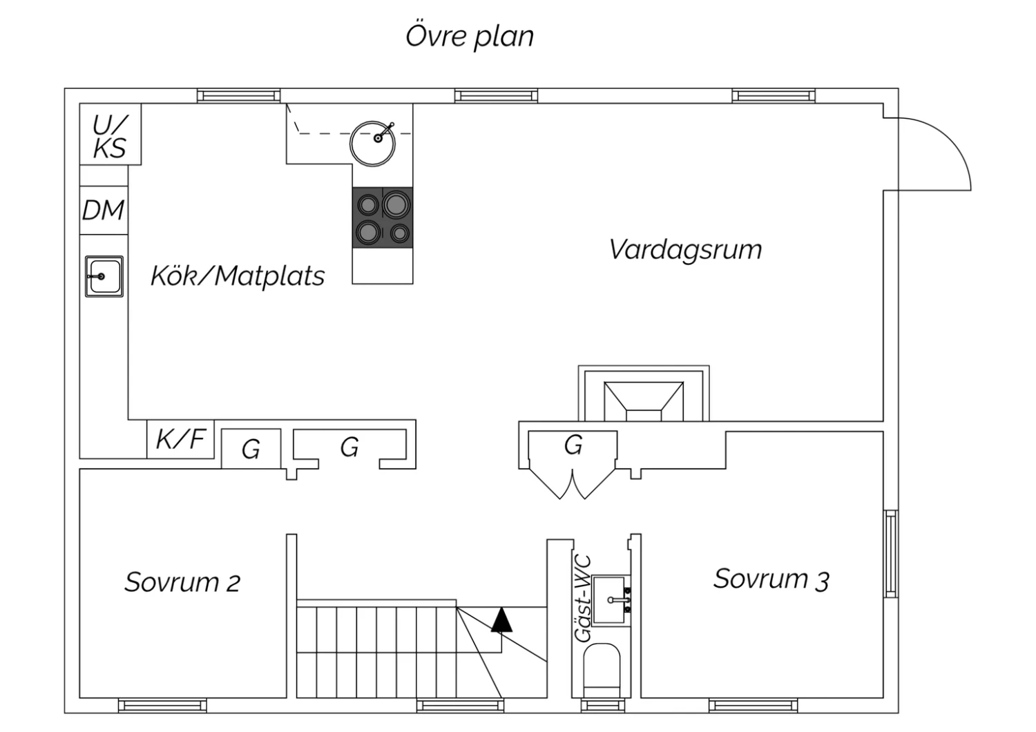 Planritning övre plan