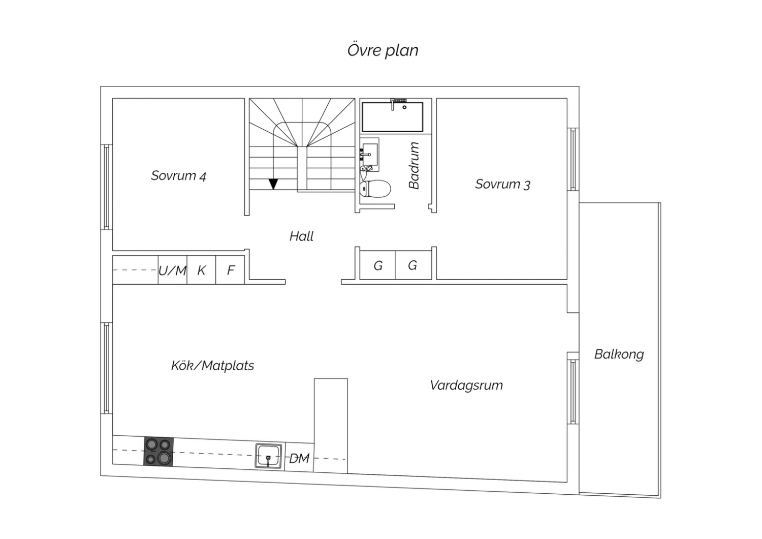 Planritning övre plan
