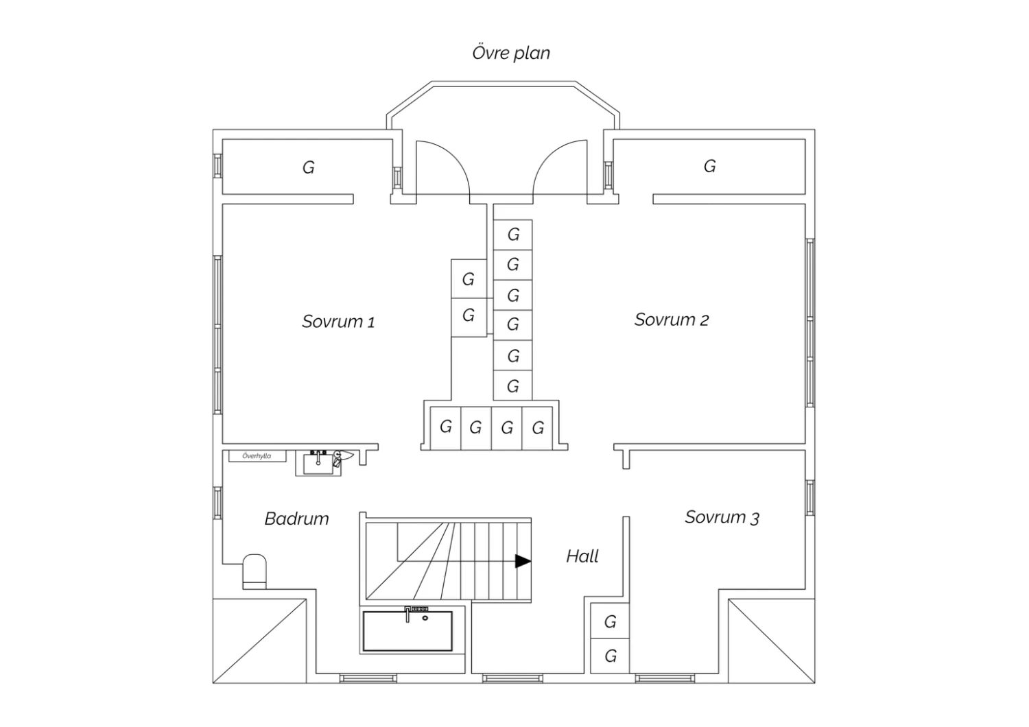 Planritning övre plan