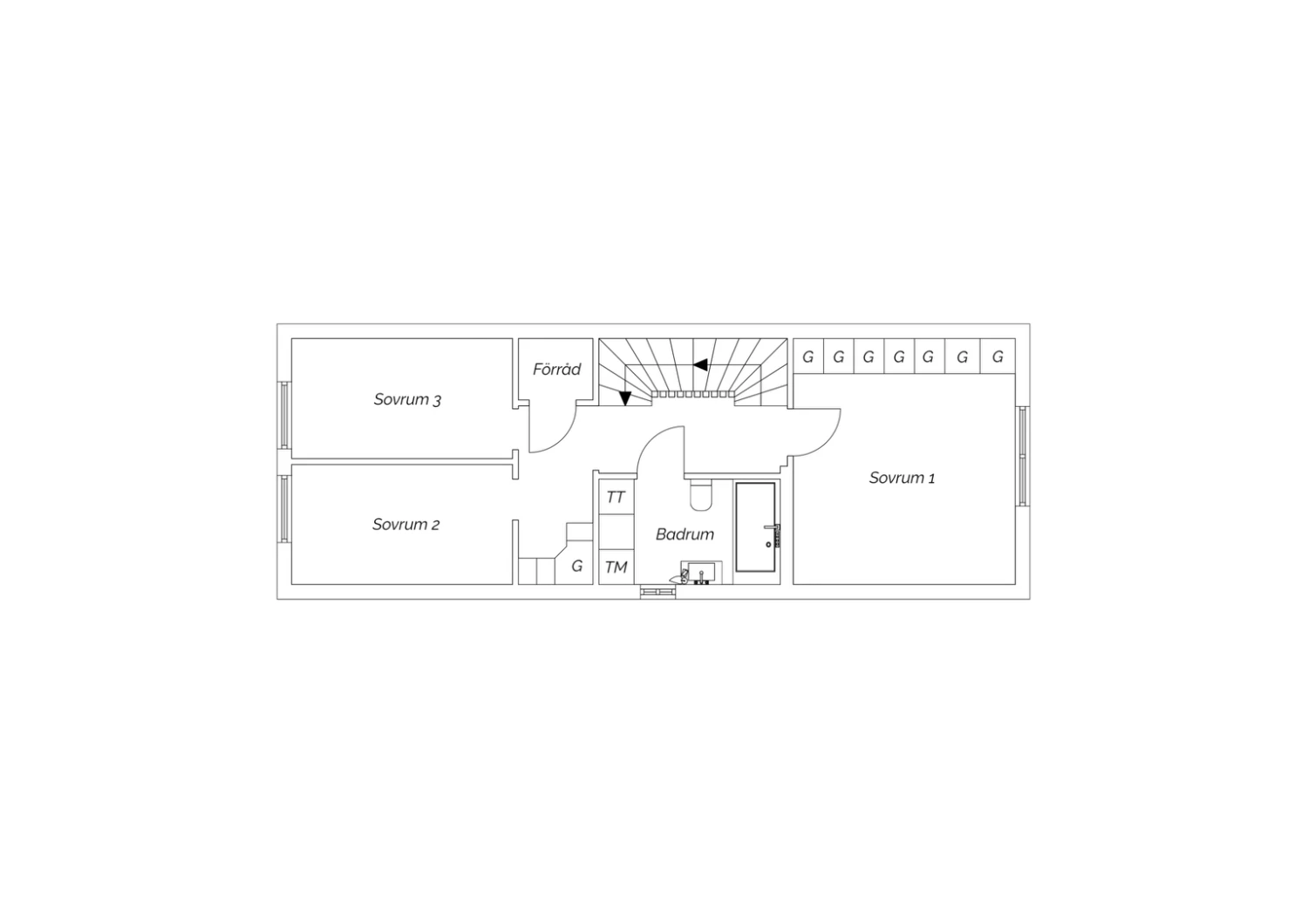 Planritning övre plan