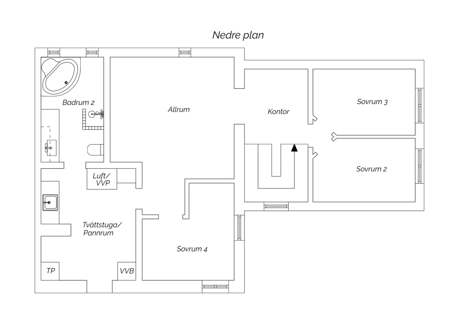 Planritning nedreplan