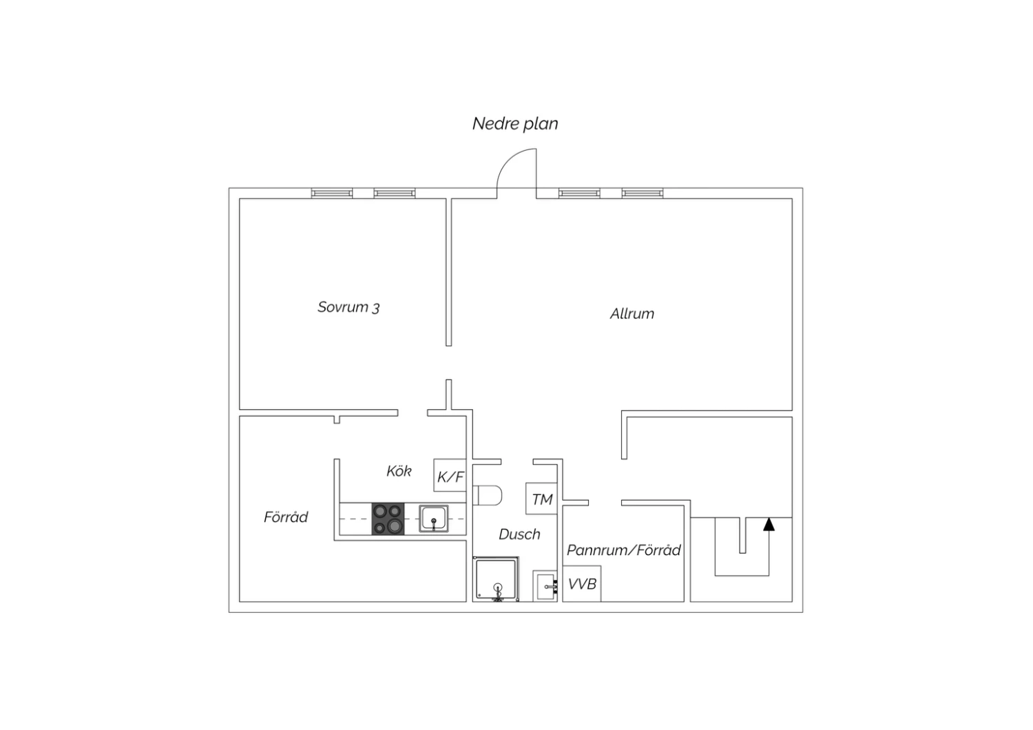 Planritning nedre plan