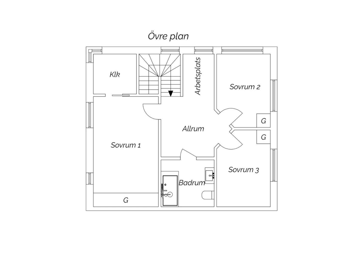 Planritning övre plan