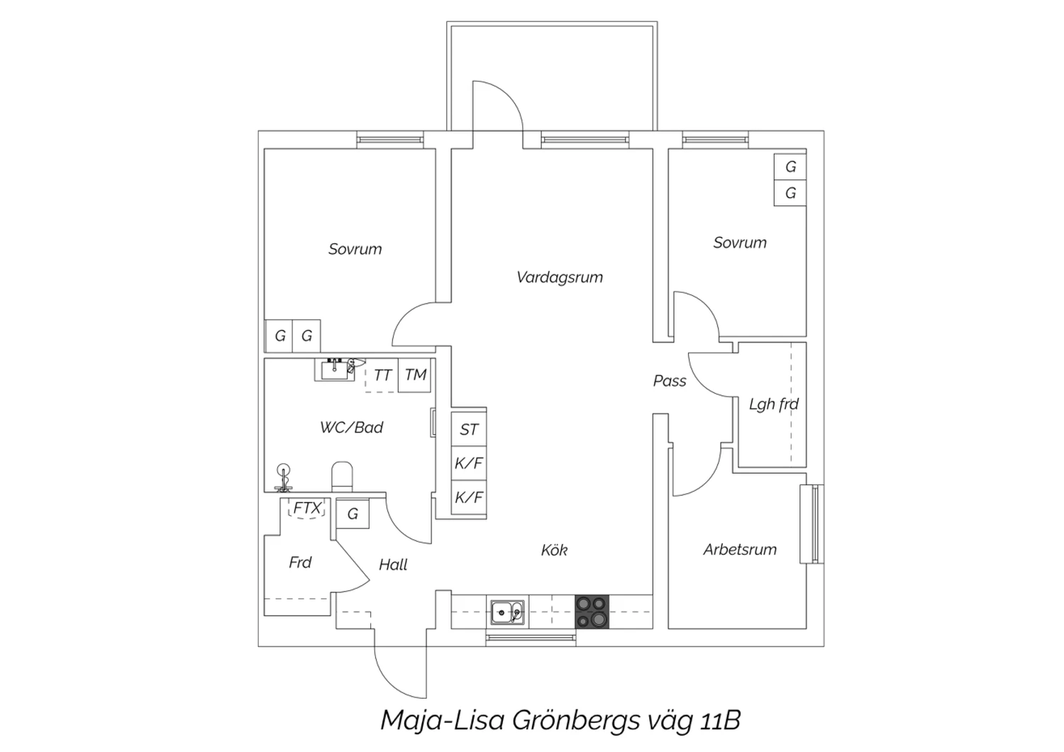 Planskiss Maja-Lisa Grönbergs väg 11B
