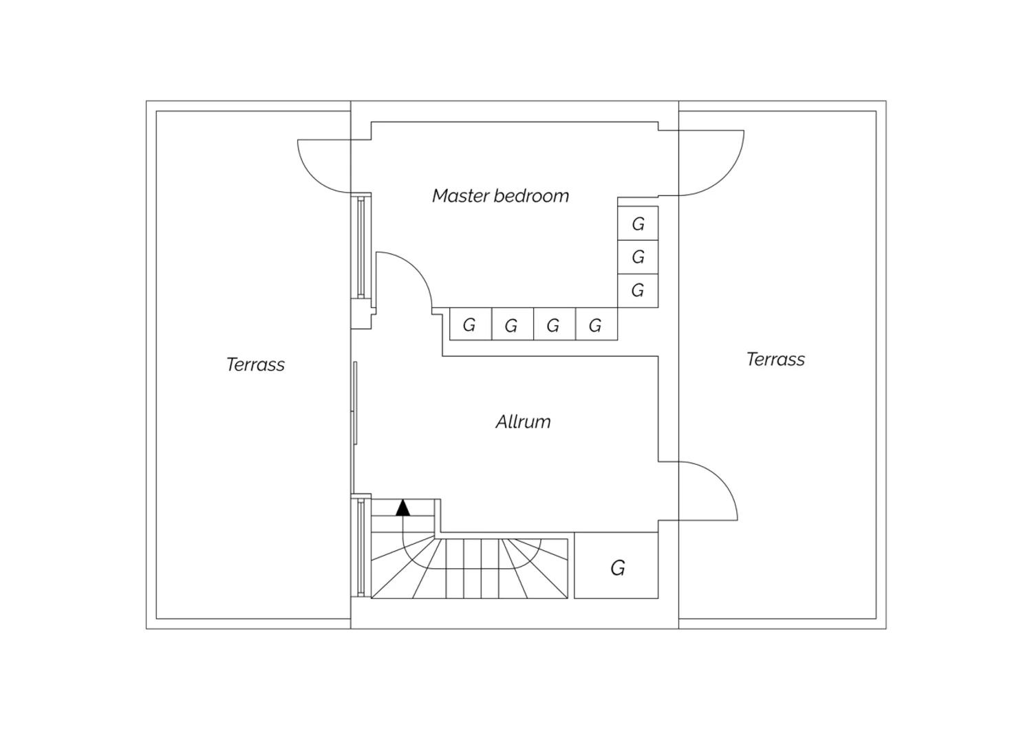 Planritning övre plan