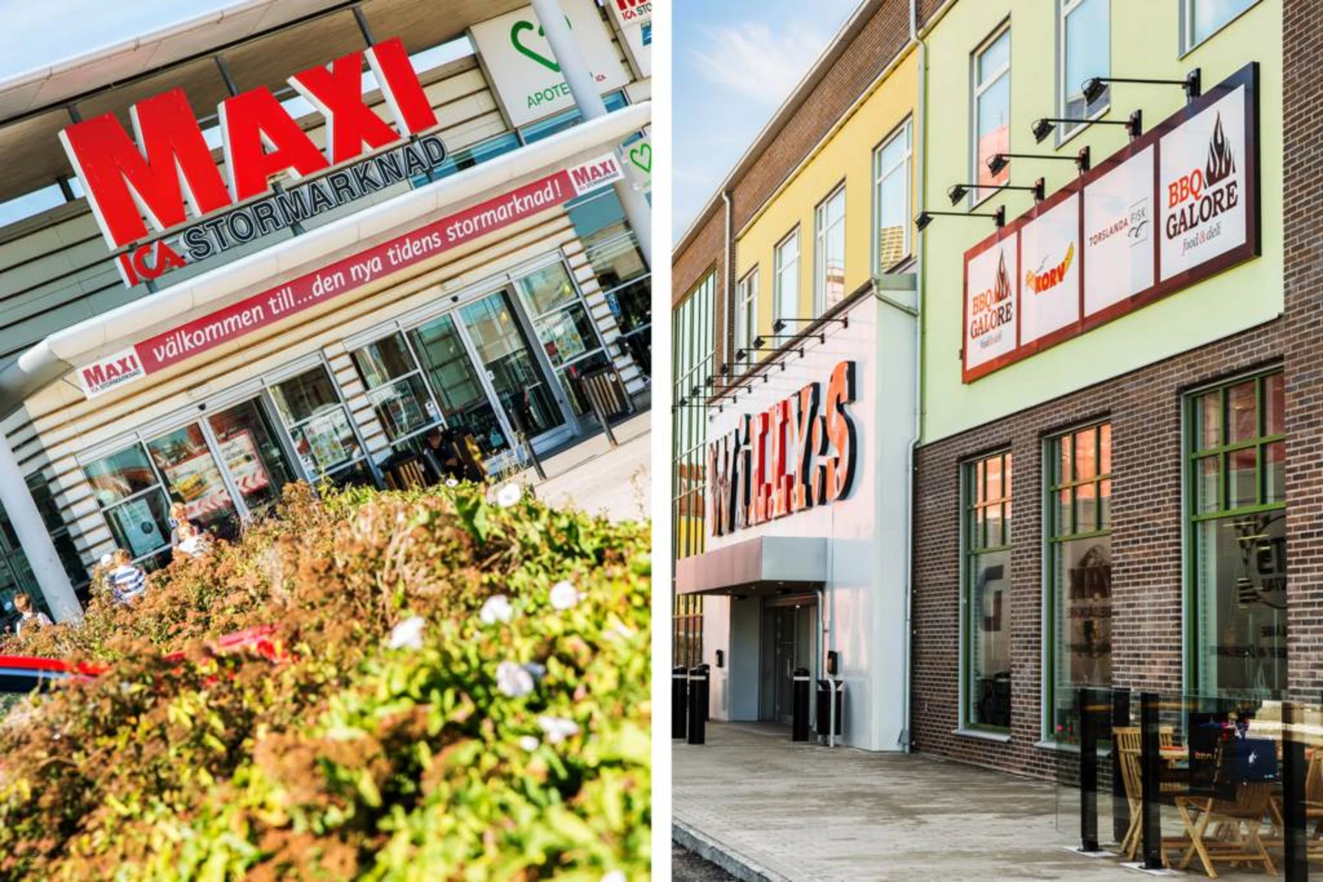 Stora välsorterade mataffärer vid Amhults Torg