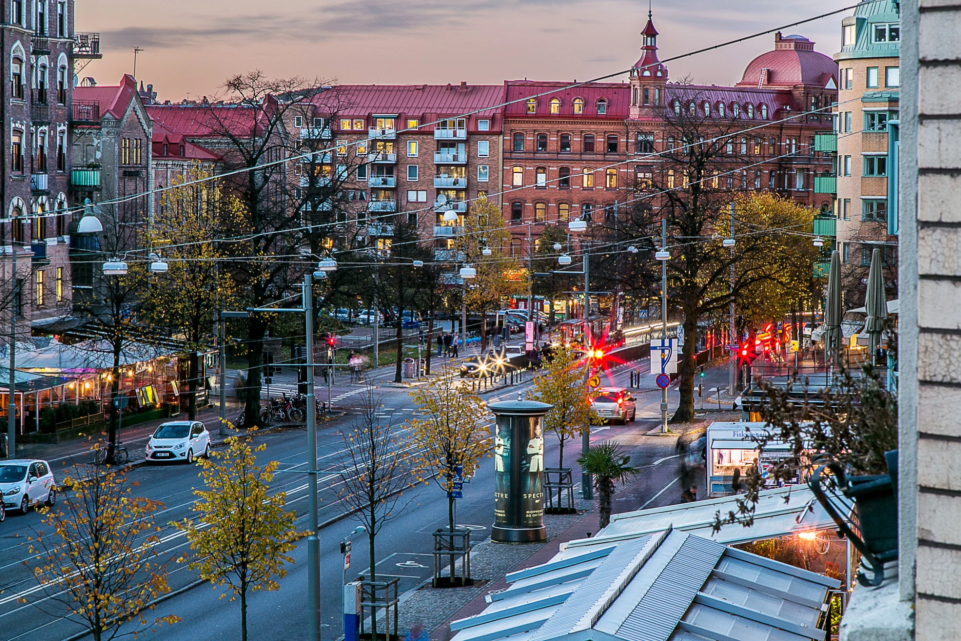 Linnégatan på kvällstid