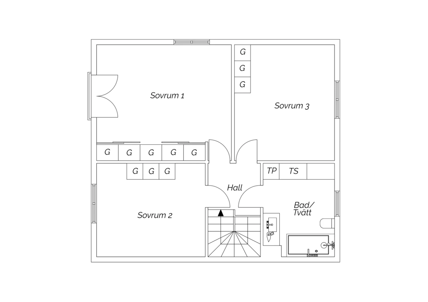 Planritning övre plan