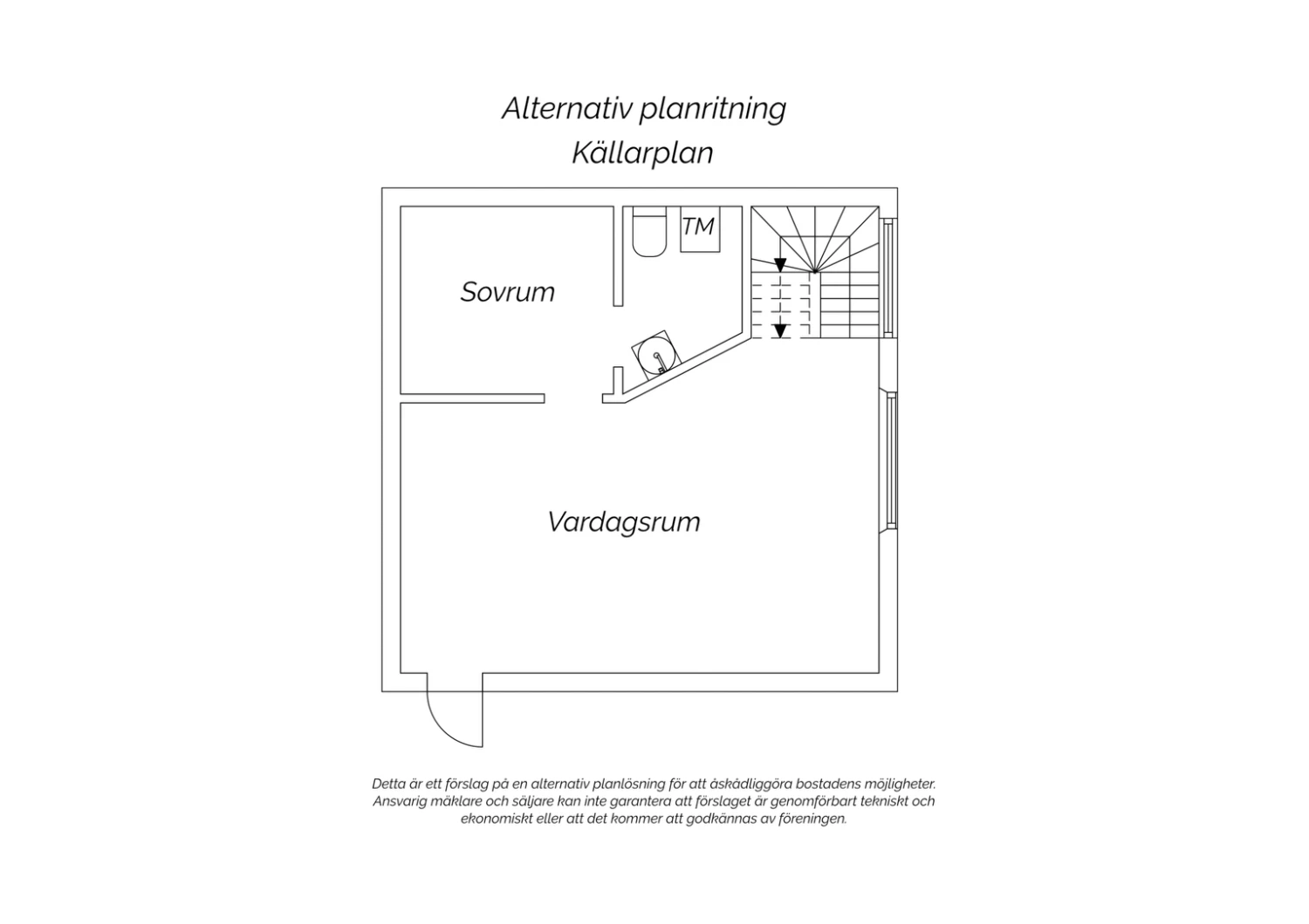 Alternativ planlösning nedre plan