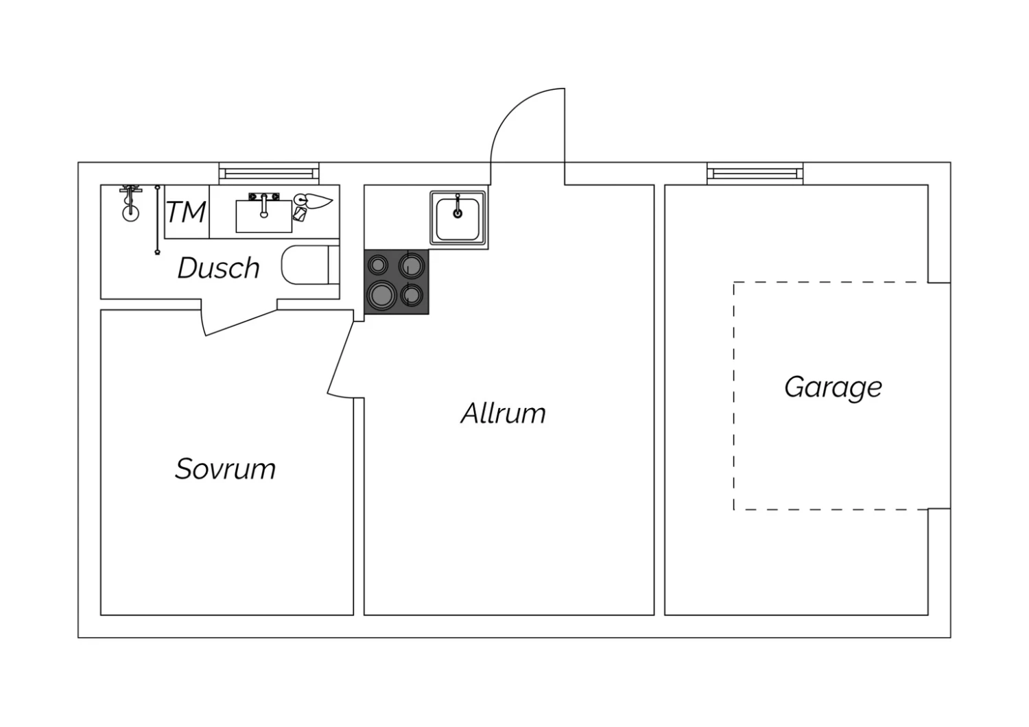 Planritning uthyrningsdel garage