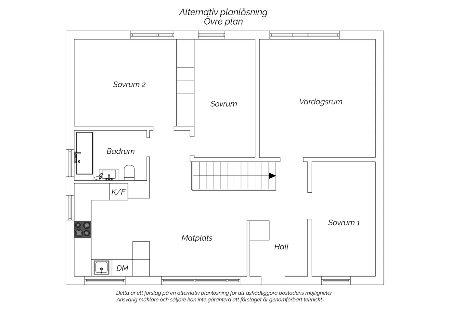 Alernativ planritning övre plan