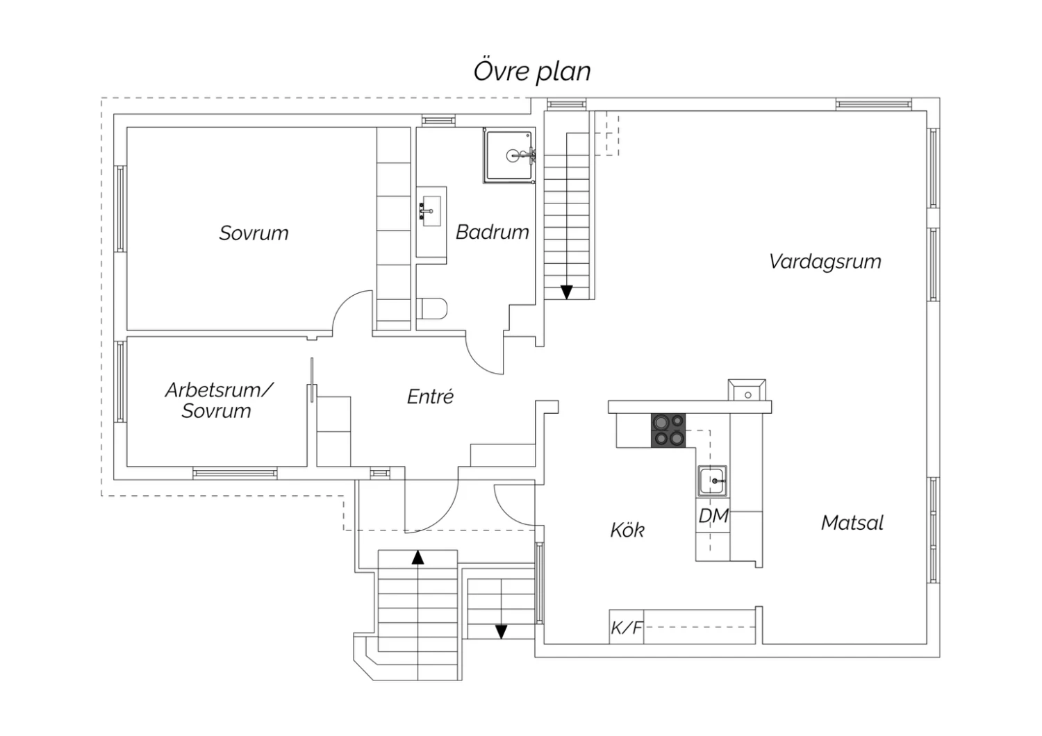 Planritning övre plan