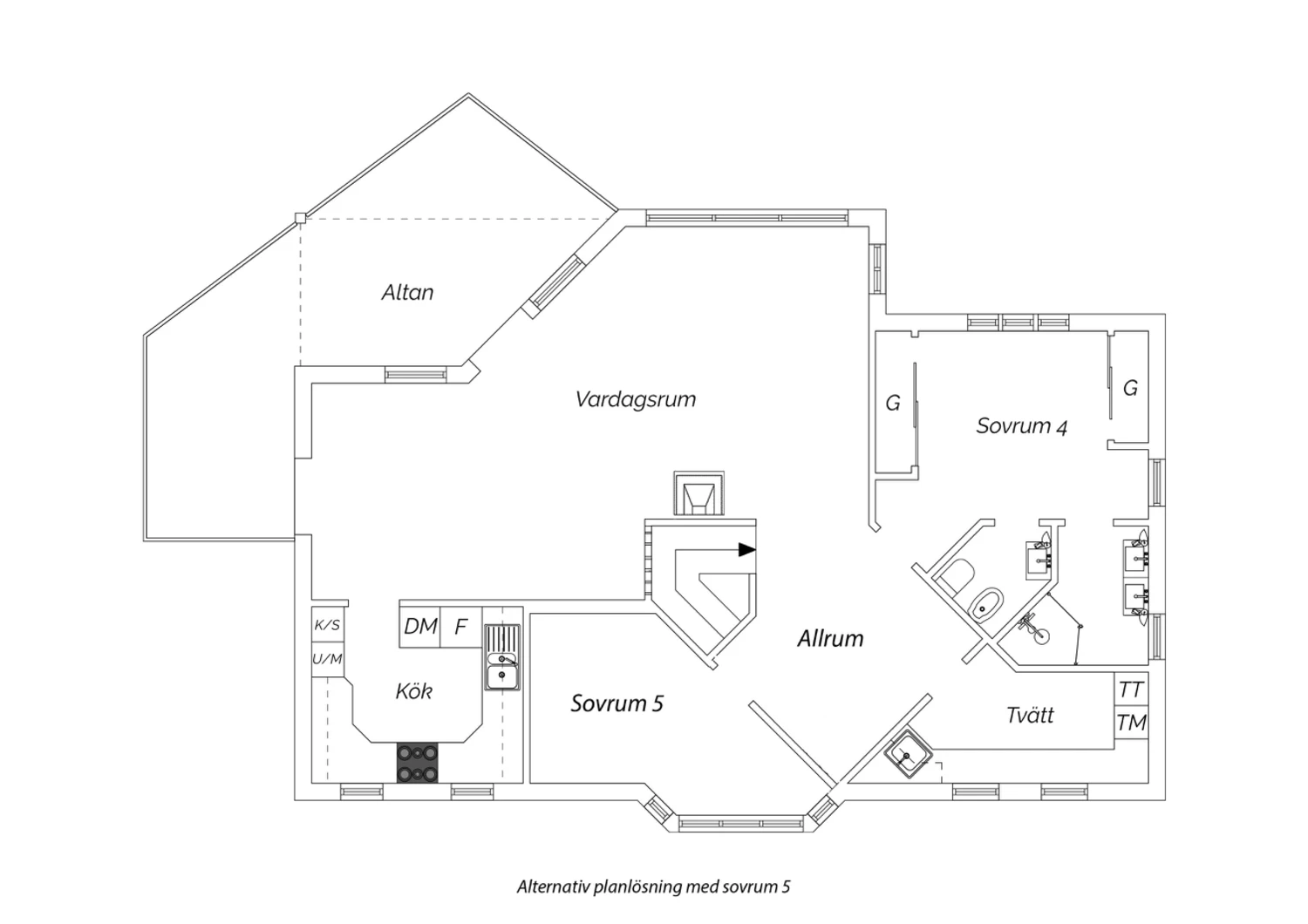 Alternativ planlösning övre plan