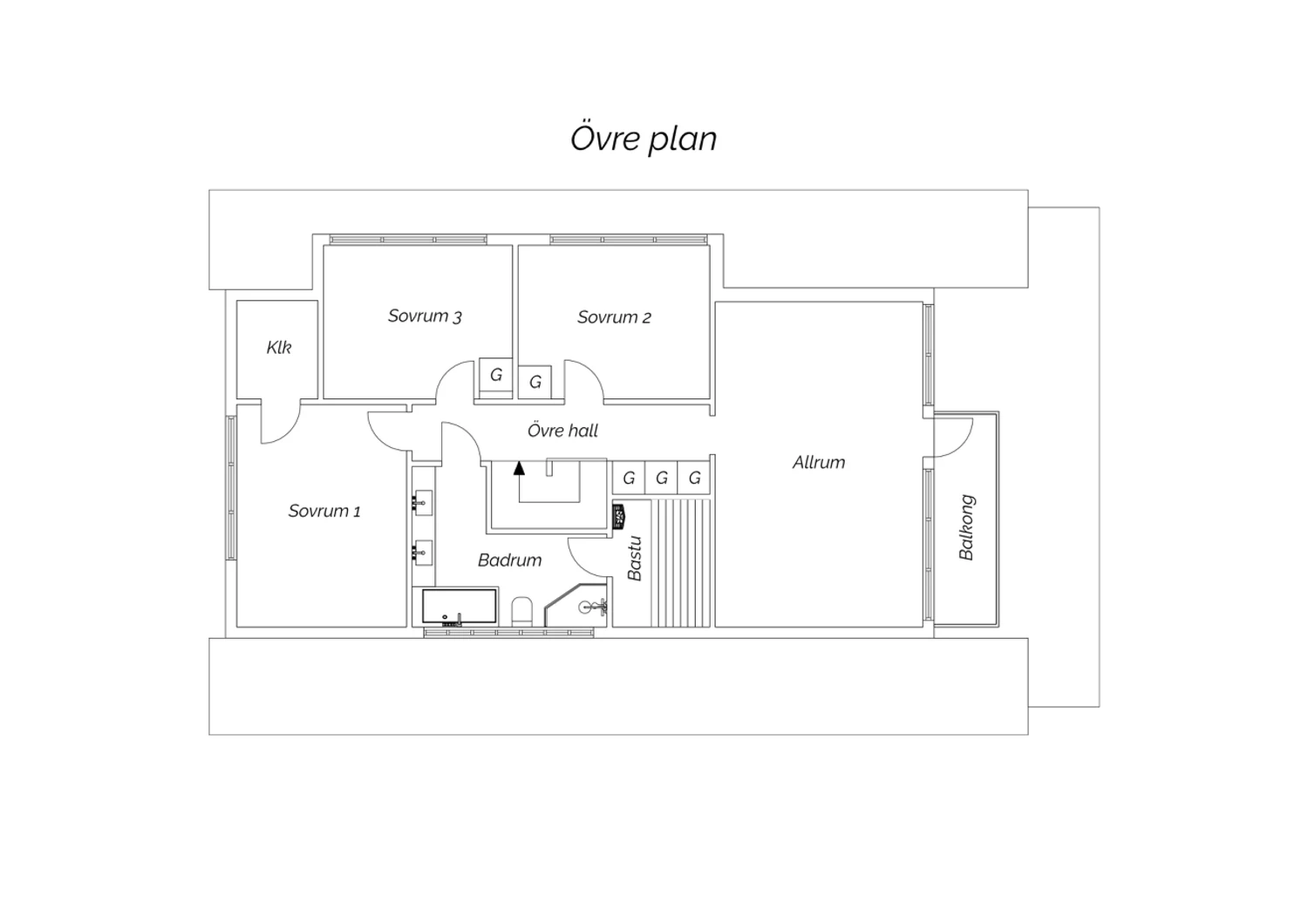Planritning Övre plan