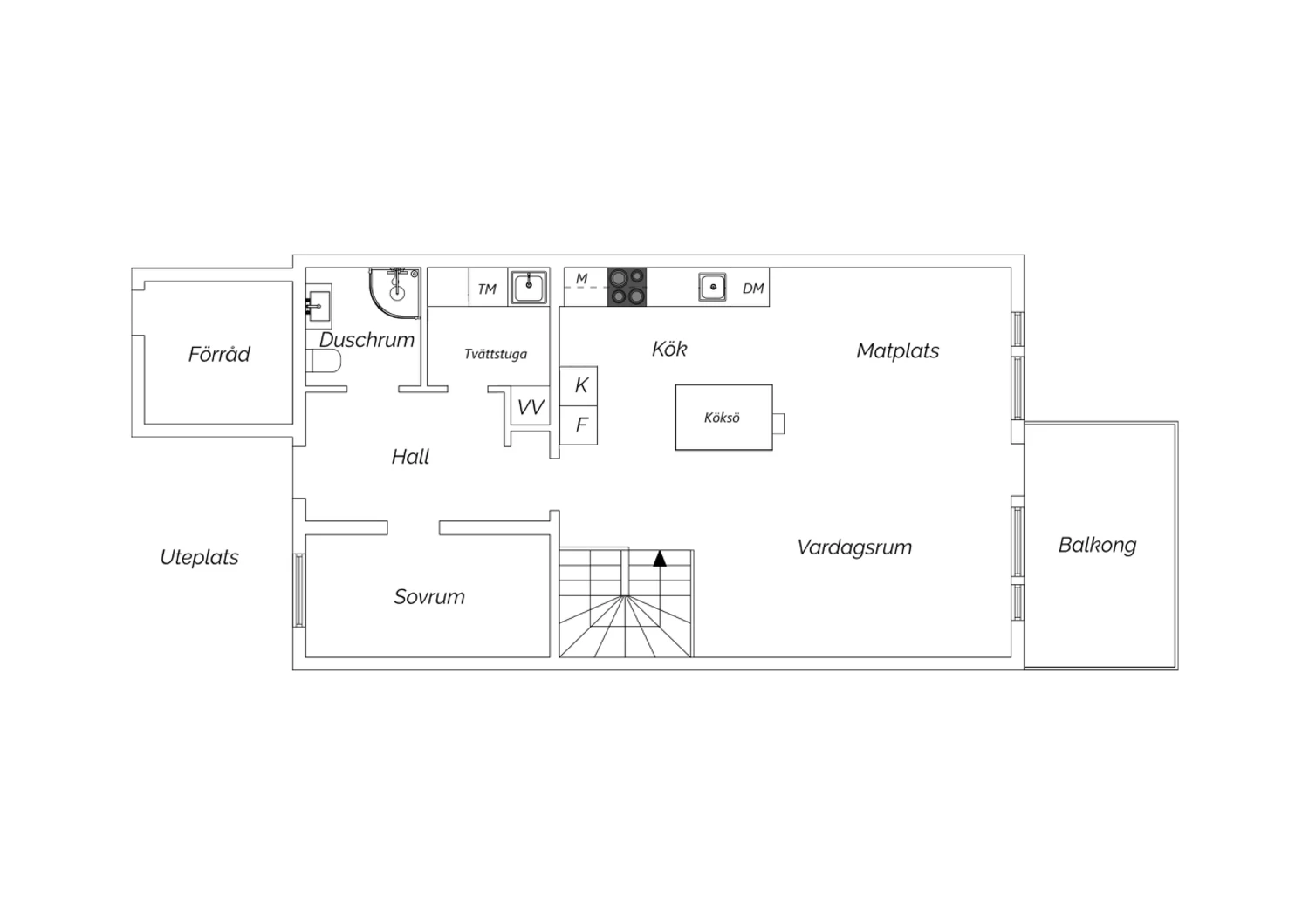 Entreplan övre plan planritning