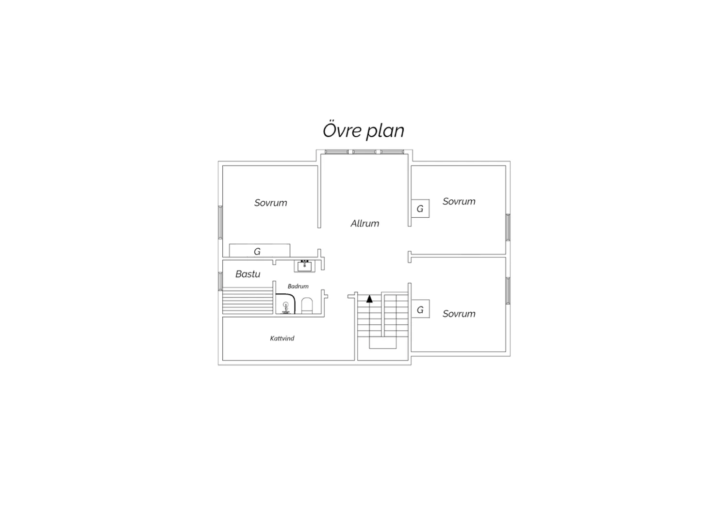 Planritning övre plan