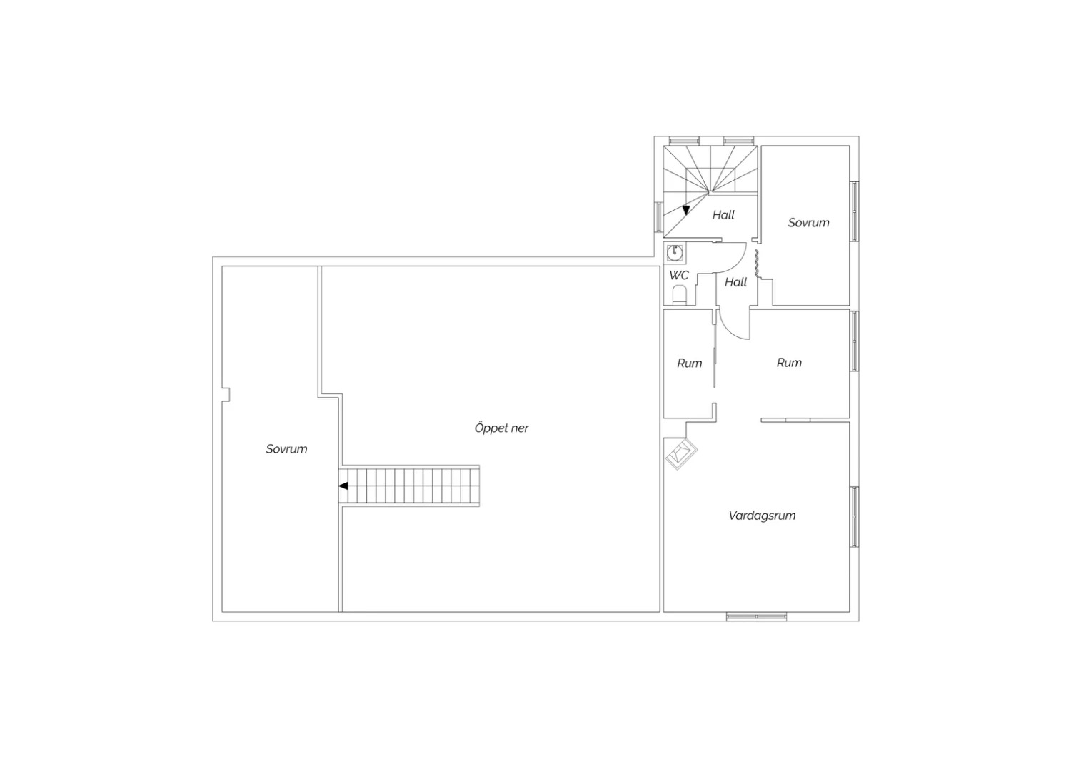 Planritning Övre plan