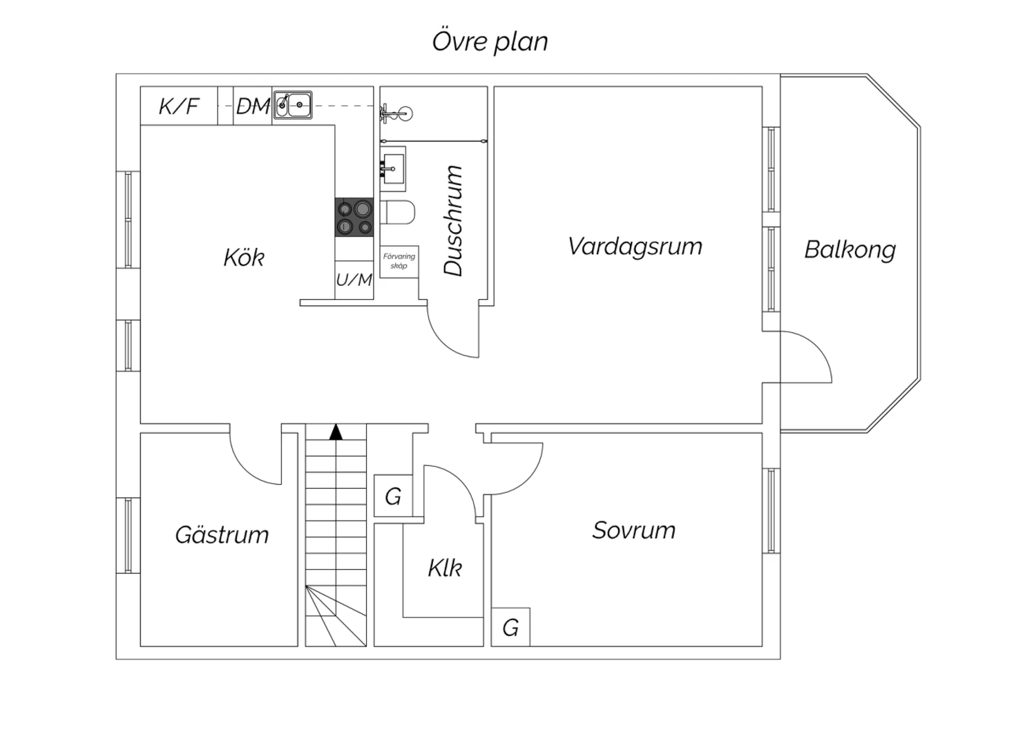 Planritning övre plan