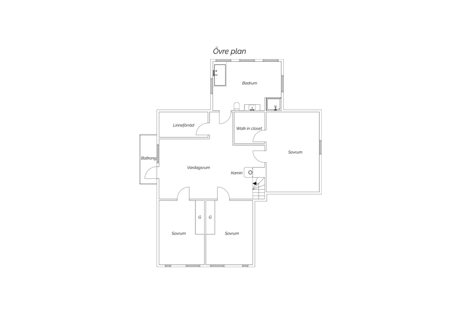 Villan - övre plan