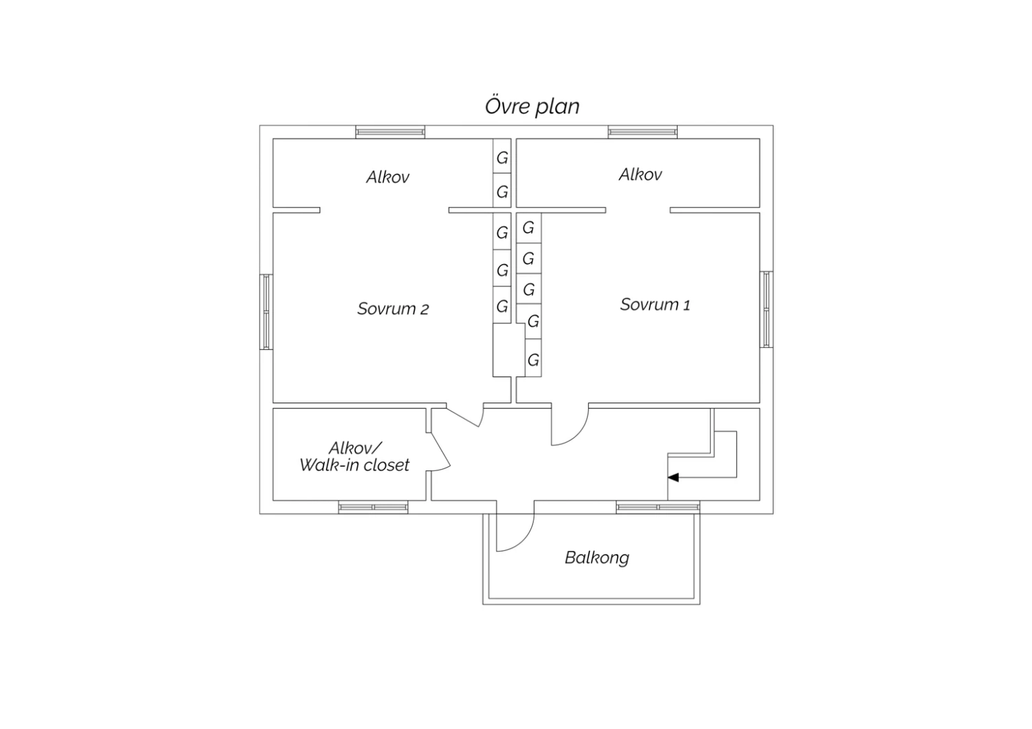 Planritning övre plan