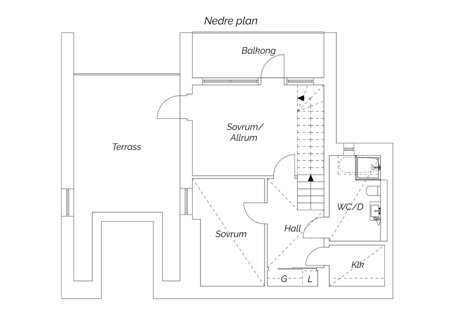 Planlösning - nedre planet