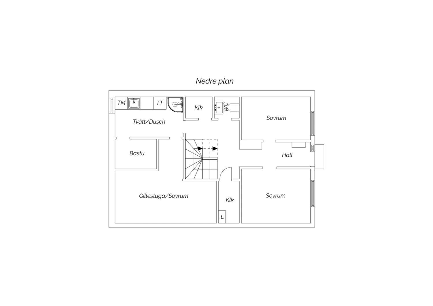 Planritning nedre plan