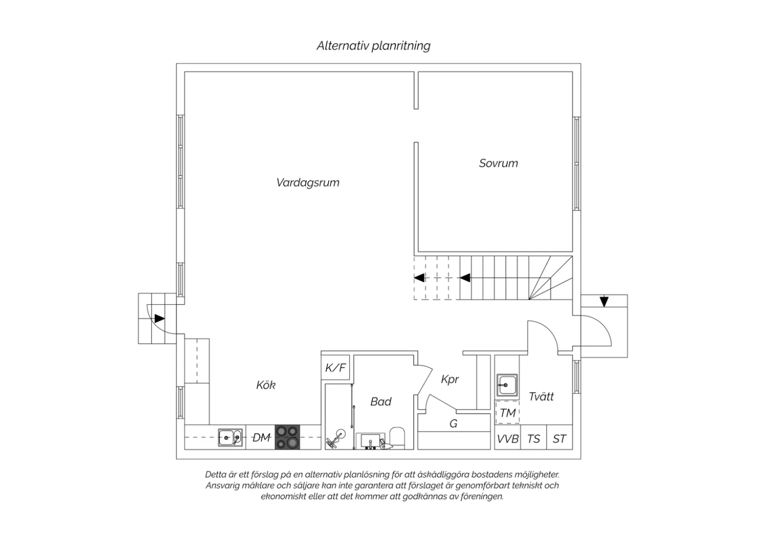 Alternativ planritning nedre plan