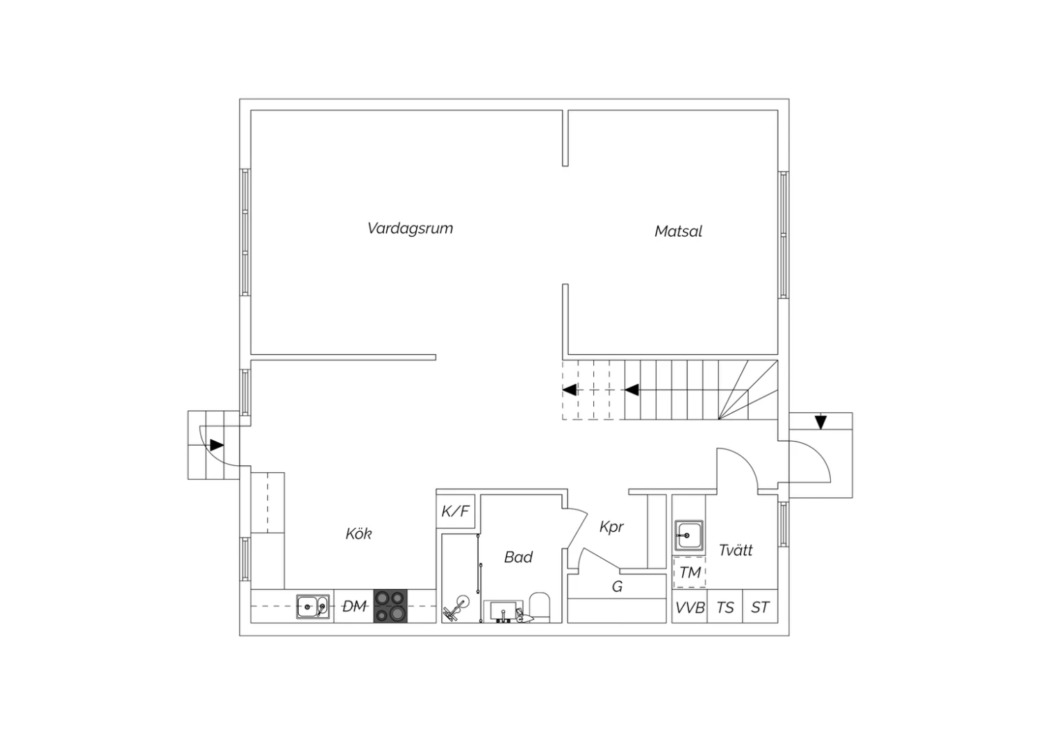 Planritning nedre plan