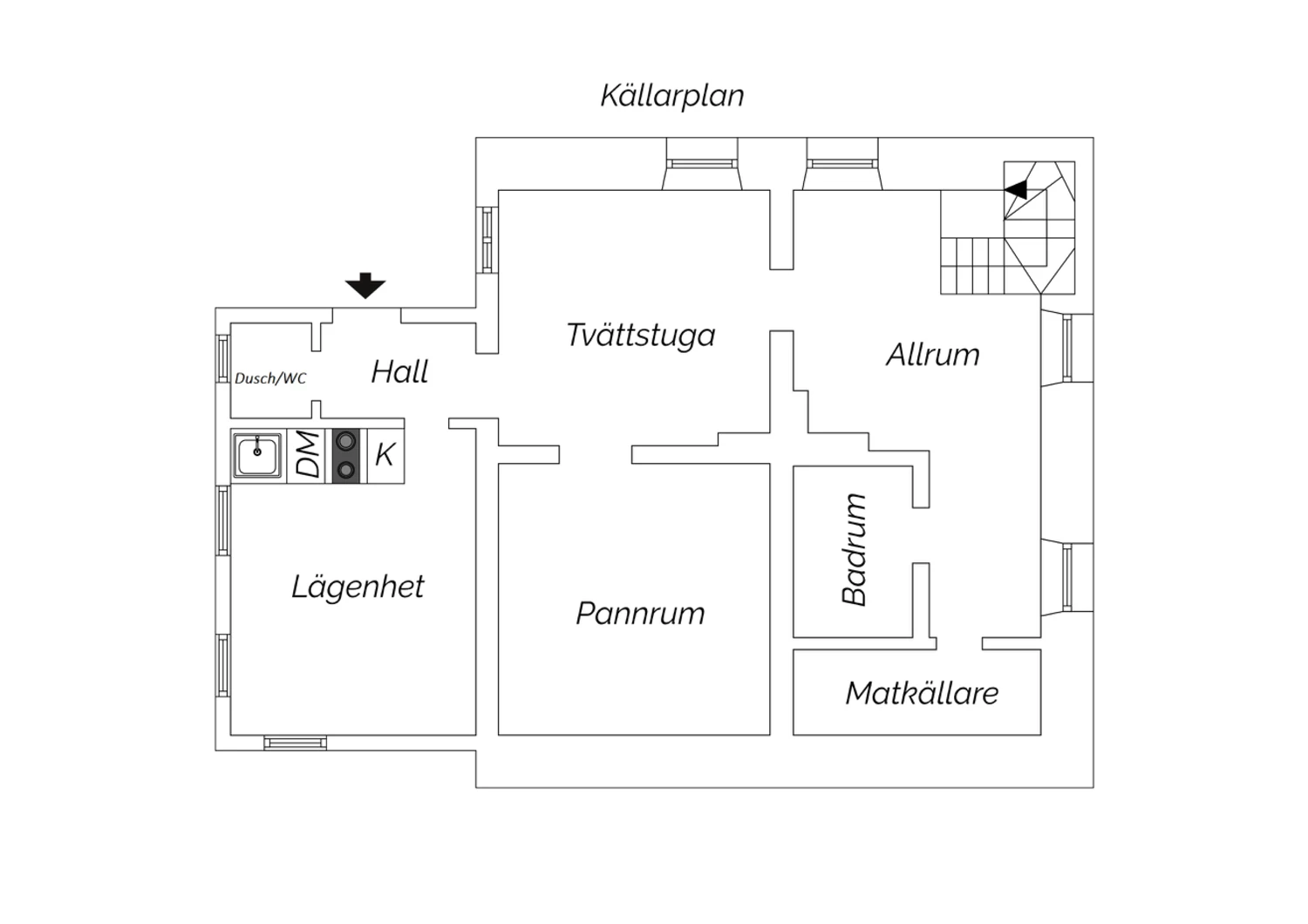 Källarplan & uthyrningslägenhet