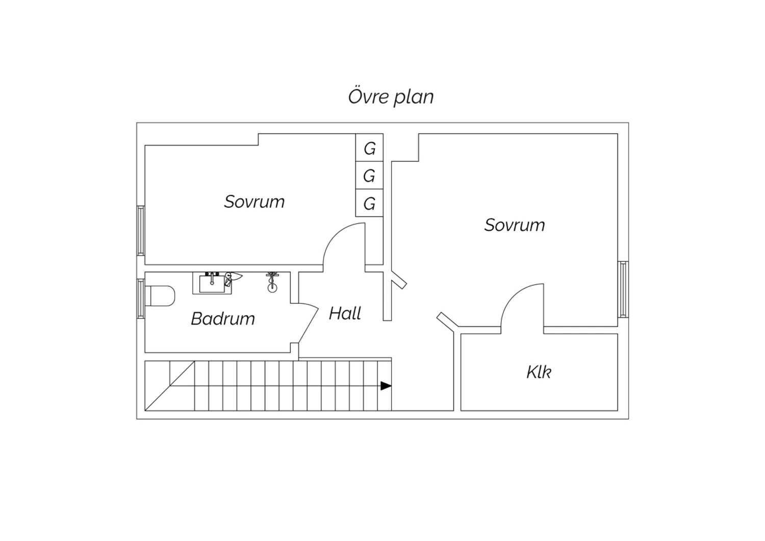 Planritning Övre plan