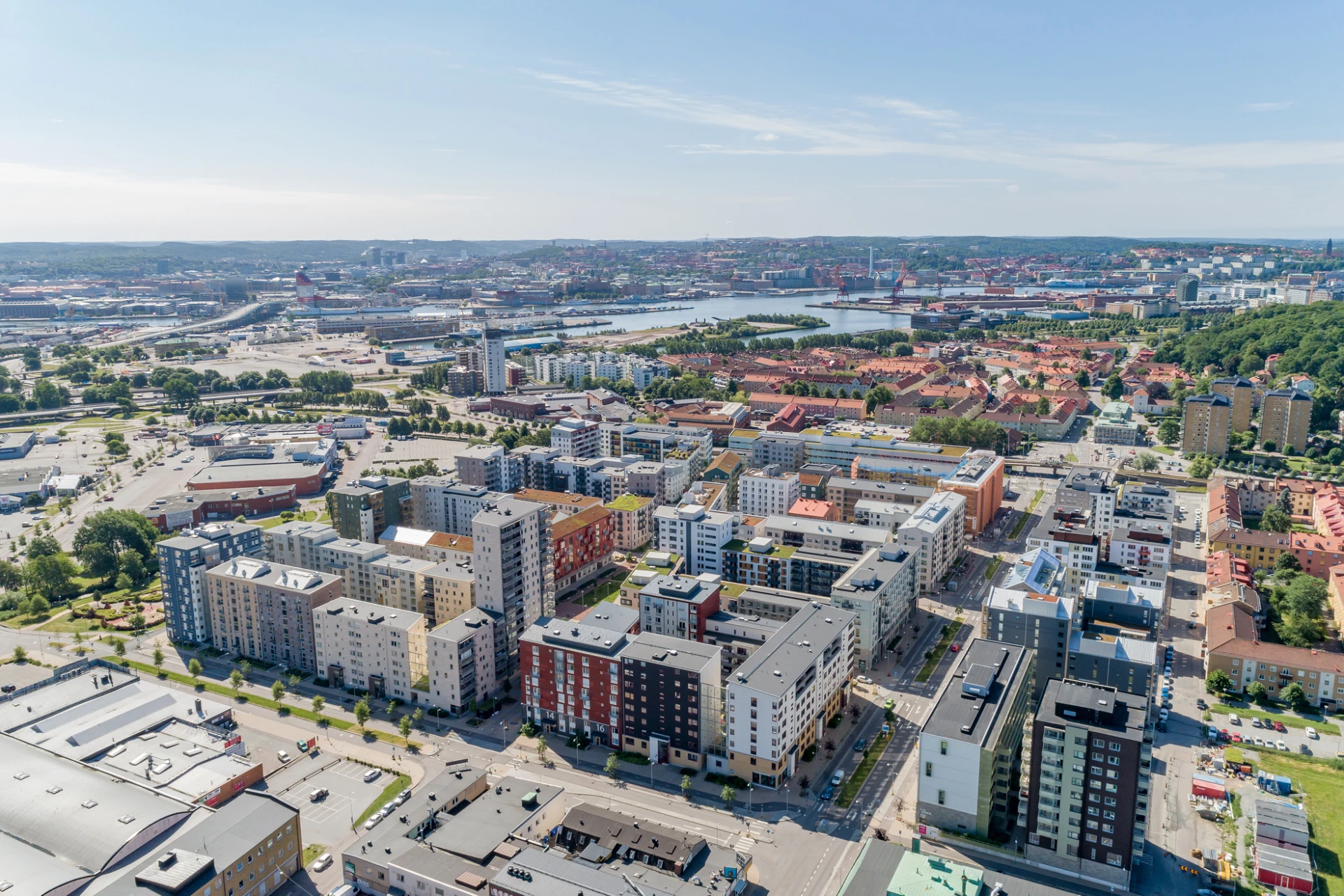 Vy över Nya Kvillebäcken in mot city